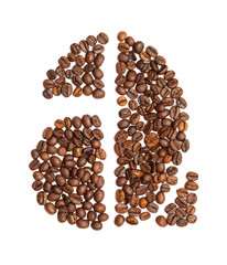 letter A made of coffee beans