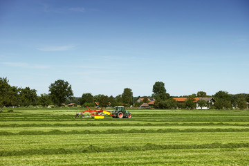 Tractor on the field in the fall