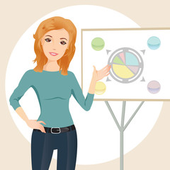 Young woman with presentation 