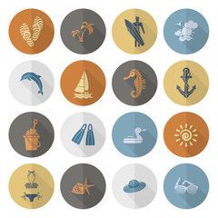Summer and Beach Simple Flat Icons