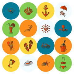 Summer and Beach Simple Flat Icons
