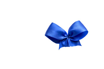 Blue ribbon satin bows isolated on white background