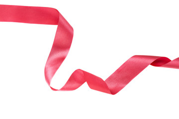Red shiny ribbon isolated on white background