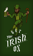 get your irish on - vintage leprechaun print