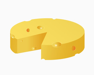  yellow hard cheese with a slice cut out