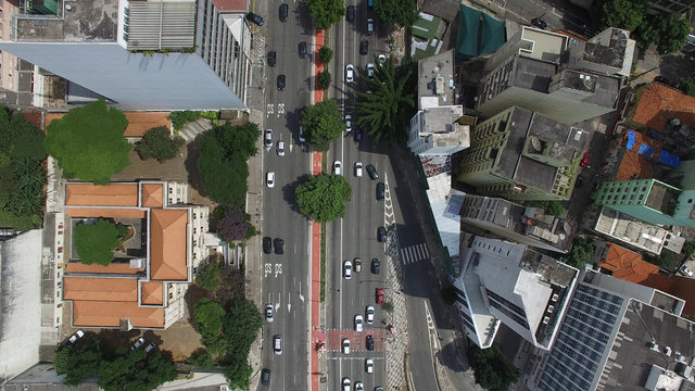Top View of Consolacao Avenue in Sao Paulo, Brazil