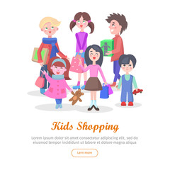 Kids Shopping Conceptual Flat Vector Web Banner