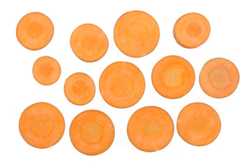 Chopped carrot slices isolated on white background
