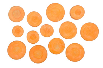 Chopped carrot slices isolated on white background