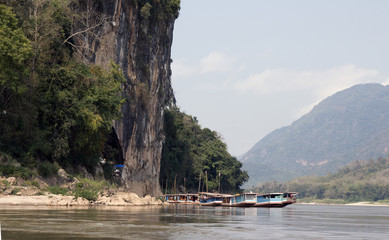 Boats on the Mekong River. Laos