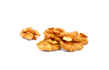Healthy walnuts isolated on white background