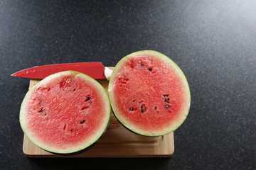 Watermelon sliced in half