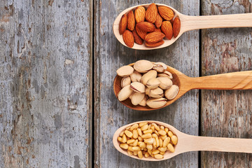 Almonds, pistachios and pine nuts.