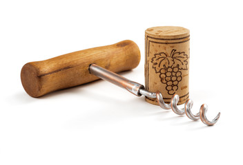 Fototapeta na wymiar corkscrew with cork