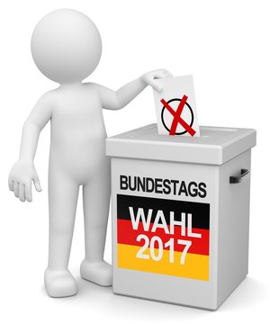 3d M&auml;nncheen bei der Bundestagswahl