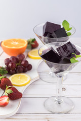 Homemade alcohol jello cubes cocktail.
