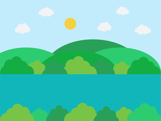 Fototapeta premium Natural landscape in the flat simple style