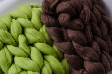 colorful merino scarfs, close up