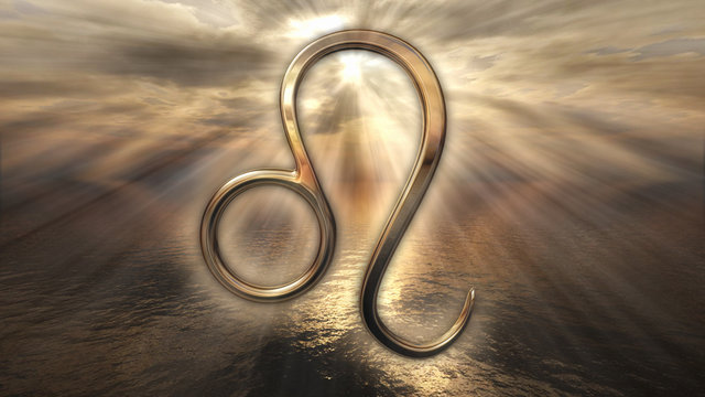 Mystic Golden Zodiac Horoscope Leo Symbol. 3D Rendering