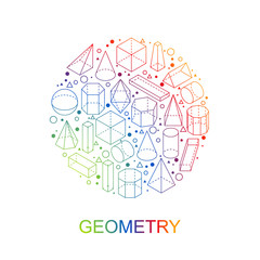 Geometry shapes. Round color stamp symbol.