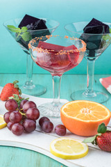 Homemade alcohol jello cubes cocktail.