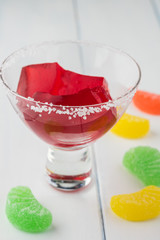 Homemade alcohol jello cubes cocktail.