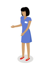 Woman Character Isometric Projection Vector Icon