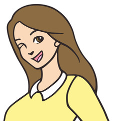 ロングヘアの女の子　/　ベクター