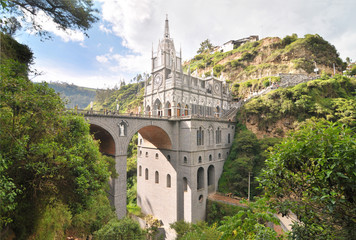 Las Lajas Sanctuary -  church built inside the canyon of the Guáitara River.   © robnaw