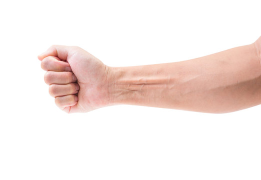 Male fist isolated on white background. clipping path