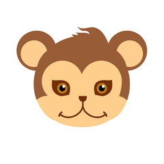 Fototapeta premium Monkey Carnival Mask. Brown Primate Ape Babbon