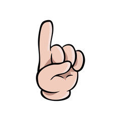 Human cartoon hand showing one finger