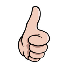 Human cartoon hand showing a thumbs up