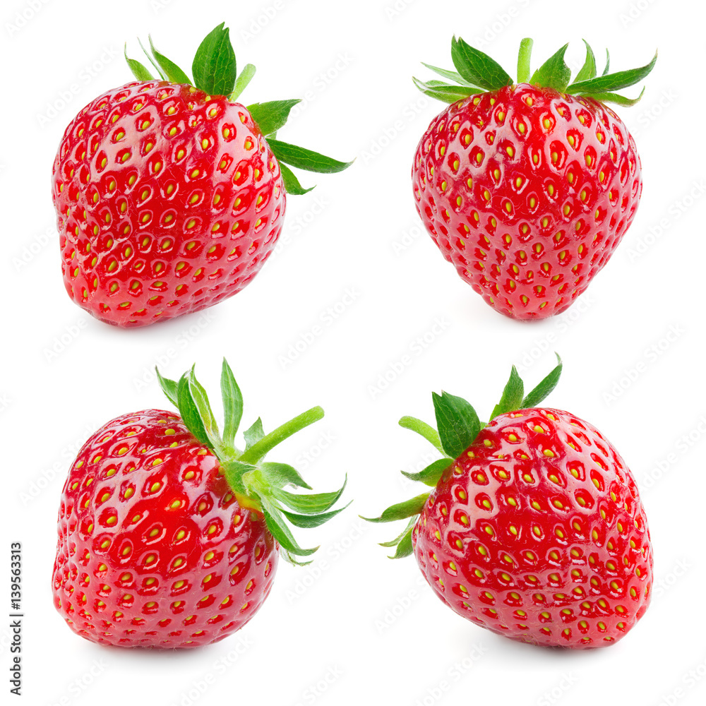 Wall mural Strawberry. Fresh berry isolated on white background. Collection. - Wall murals