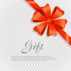 Gift Red Wide Ribbon. Bright Bow with Two Petals
