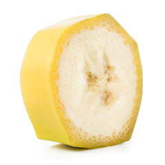 Banana slice isolated on white background. With clipping path.