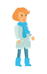 Surprised Girl in Warm Winter Clothes Isolated