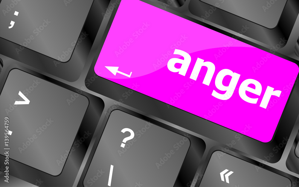 Poster anger button on modern computer keyboard key