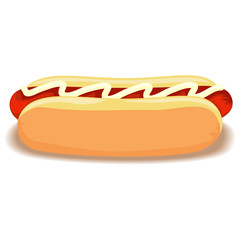 Vector Illustration of a Hot Dog on Bun