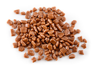 Chocolate Chips. Morsels isolated on white background.