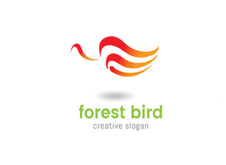 Stylized logo forest birds. The sign for the Society for the Protection of wild birds. Vector sign abstract bird in flight