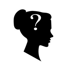Question Mark, icon business with female face