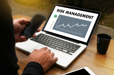 Business Concept  RISK MANAGEMENT and  Hazard Dangerous Prevent Protect Stock Market Graph Growth