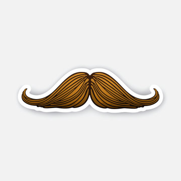 Vector illustration. Hipsters mustache. Mens face fashion. Sticker in cartoon style with contour. Decoration for greeting cards, patches, prints for clothes, badges, posters, emblems