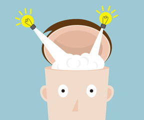 bulb idea flying from head