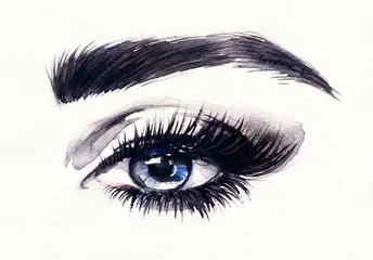 Photo sur Aluminium Visage aquarelle Yeux. Visage de femme. Illustration de mode. Peinture à l& 39 aquarelle