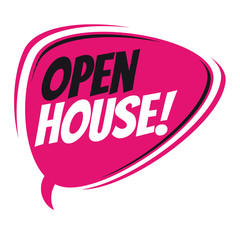open house retro speech bubble