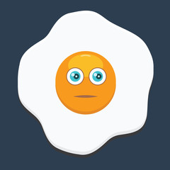 Fried egg with emoji. Flat and solid color design.