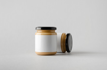 Peanut / Almond / Nut Butter Jar Mock-Up - Two Jars. Blank Label