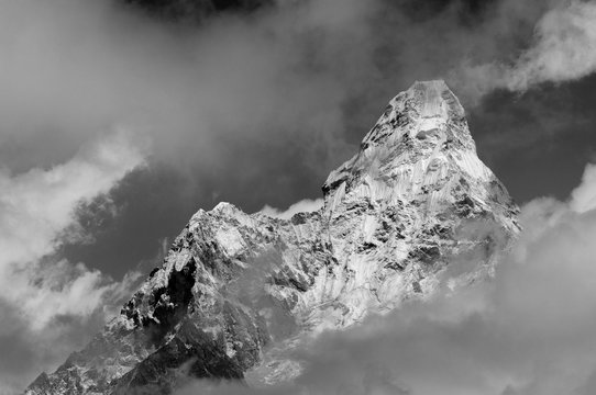 Ama Dablam mountain peak in Black and white © skazzjy